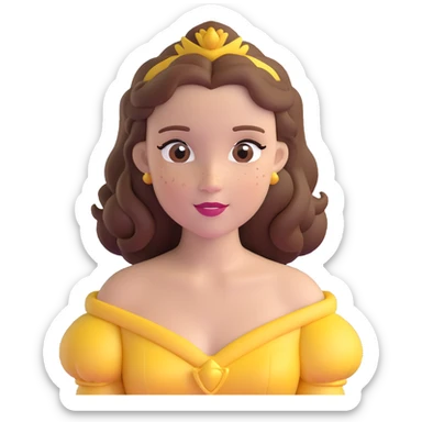 Disney Princess Belle from Beauty and the Beast with brown hair and face with freckles sticker