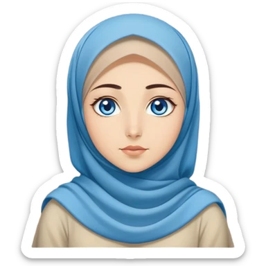 Turkish beautiful finish Konya girl blue eyes with moon hijab dress and watching the full moonlight on the sky and on the ground  sticker