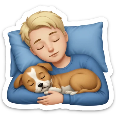 boy dog sleeping sticker