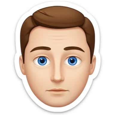 a man with deep blue almond eyes and hollow cheeks with a perfect jawline sticker