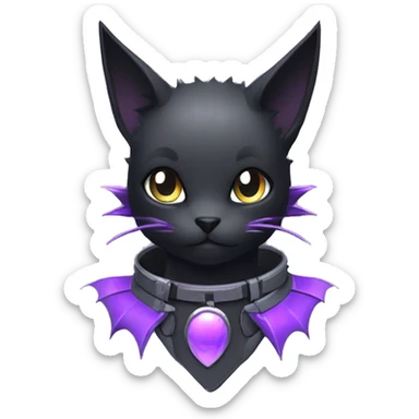 cool cute pretty black techwear grey Purple ethereal fantasy nargacuga-bat-cat-Fakemon spiked collar harness sticker