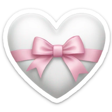 white heart with light pink ribbon bow sticker