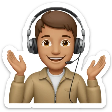 happy guy listening to music on a headset sticker