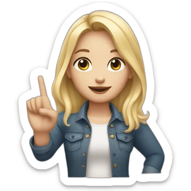 white skin girl with blonde hair showing THREE fingers up on her one hand sticker