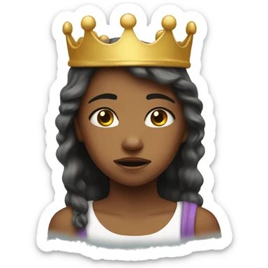 crying girl with crown on her head sticker
