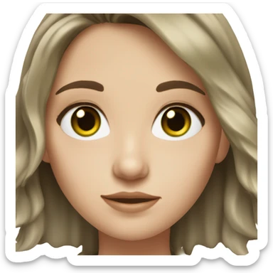 Brunette white girl with green eyes and medium length slightly wavy in hair sticker