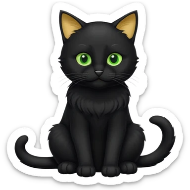 Chat noir peinture mignon assis sticker