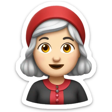 fat belarusian nanny with grey hair and a mole and red hearband sticker