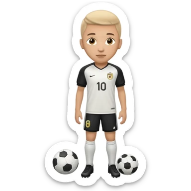 Apple iOS emoji style 19-20 year old soccer player standing front view, glossy 3D, stadium lights sticker