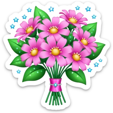 pink bouquet with sparkles sticker