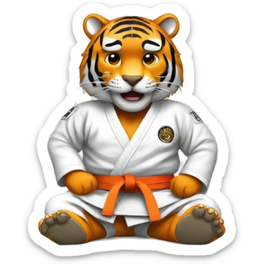 Tiger sitting black belt jiu-jitsu  sticker