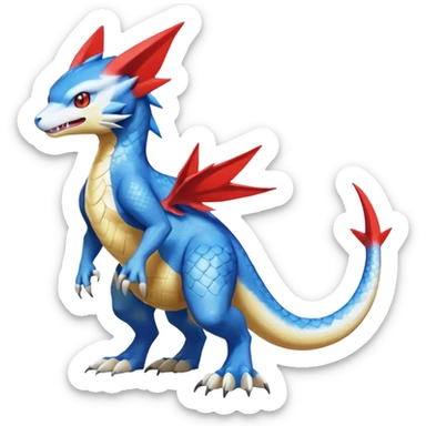 Gabite-Veemon-Digimon-Latias-Peppercat-Pokémon-Flamedramon-fusion-animal-hybrid-creature, Full body  sticker
