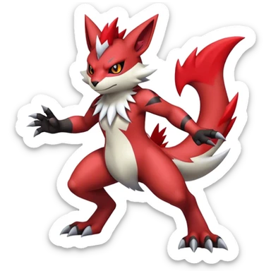 Edgy Cool Beautiful Guilmon-Zangoose-Litten-Zoroark, full body sticker
