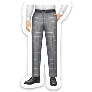 only the garment, gray dress pants with white grid pattern, plaid check pattern, formal trousers with cuffed hem, isolated item on white background, no model, no person sticker