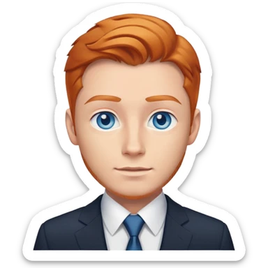 Man with blue eyes ginger hair in the business suit  sticker