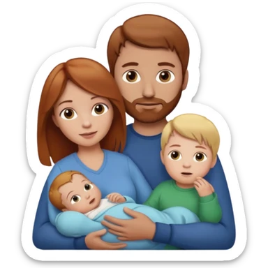A mother and father with a baby - the mother has reddish-brown hair, father has brown hair and baby has blonde hair sticker