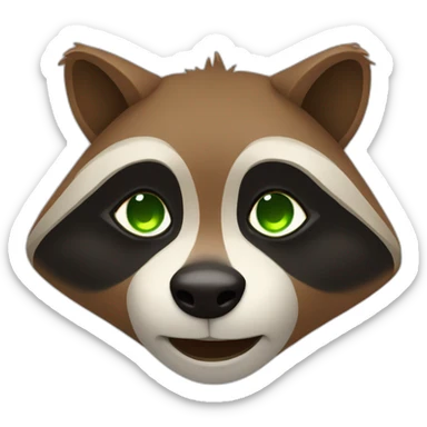 brown raccoon with orange eyes and a dark green hood that is crying sticker
