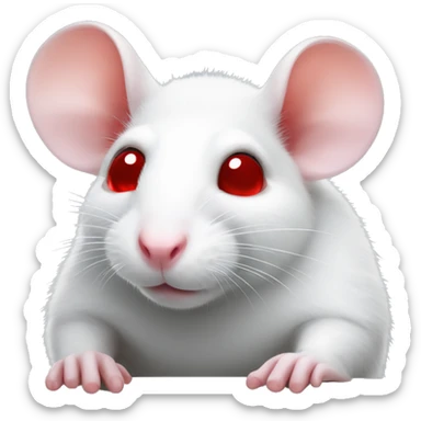 White rat with red eyes laying on hand sticker