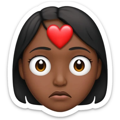 A frowny Face with a heart above one eye and a tear under the other sticker