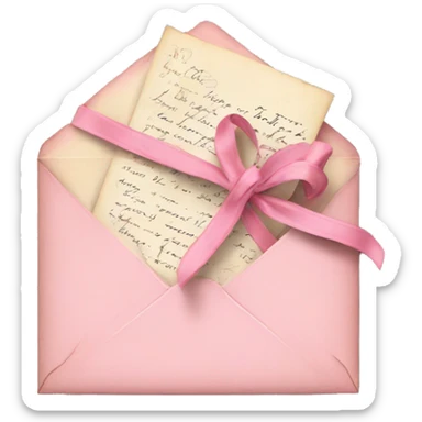 vintage love letters in envelope tied with a baby pink ribbon  sticker