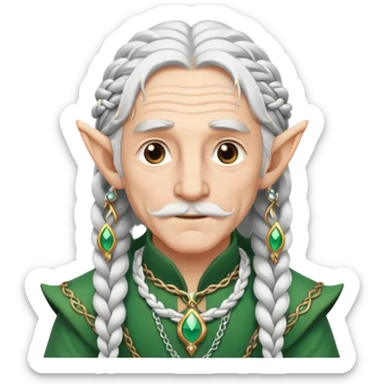 elves with braided hair old man sticker