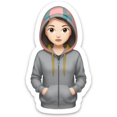 Sasha Gray in gray hoodie full height sticker
