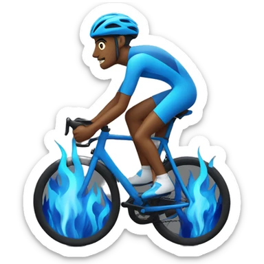 cyclist with blue flames sticker