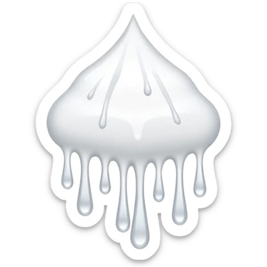 individual white glue white drops falling and dripping down out of a tube, falling in drops and strands, all white sticker