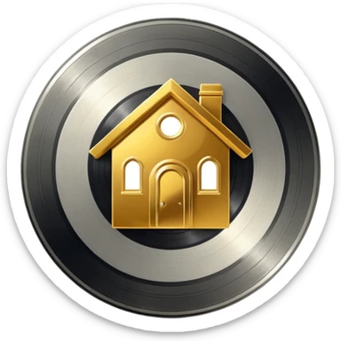 platinum vinyl with a golden house logo in the middle sticker