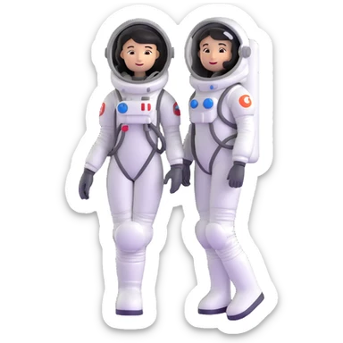 female cosmonaut in full length, standing, space suit, woman astronaut sticker