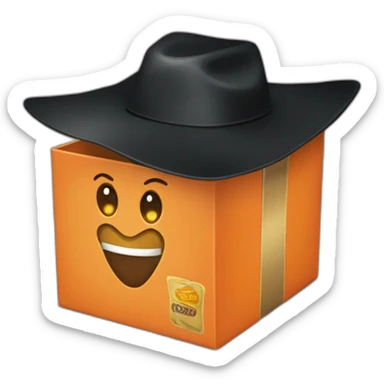 zorro color naranja con una caja sticker