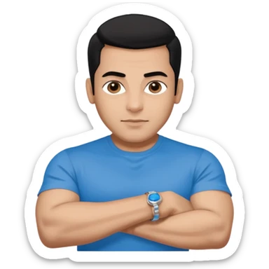 pretty bratz emoji of salman khan wearing a black tee, silver- blue bracelet, black hair sticker