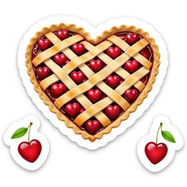 cherry pie heart shape sticker
