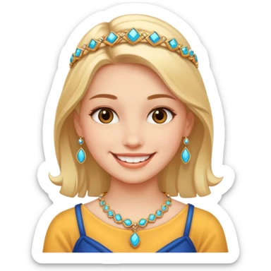 smiling girl with jewelry sticker