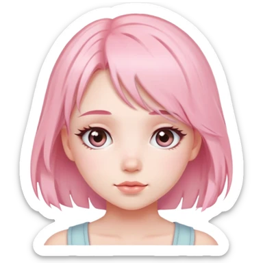 cute soft girl with blush and pastel pink hair sticker