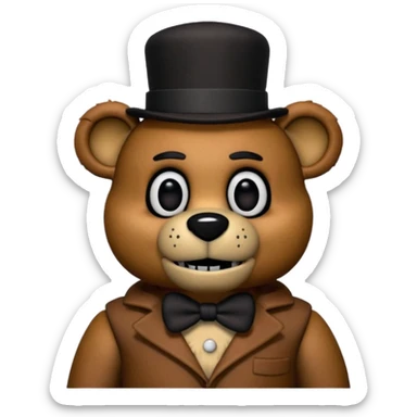 Freddy Fazbear with black and tiny hat from Five Nights At Freddy's Movie sticker