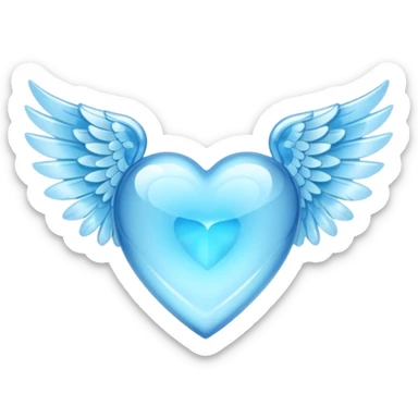 Light blue heart crystal with wings sticker