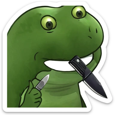 Upside down smiling emoji with a knife  sticker