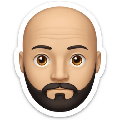 Bald fully squared head man with black beard sticker