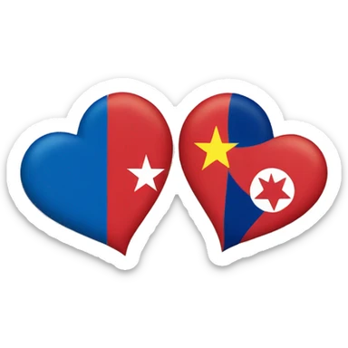 A heart between the Vietnamese flag and the Korean flag sticker