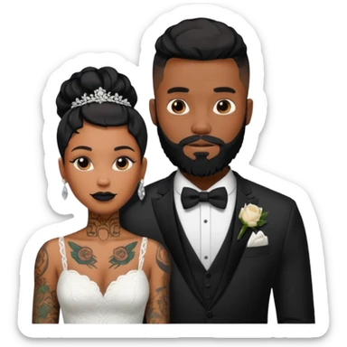 Black guy with beard and tattoos getting married to a black girl with tattoos  sticker