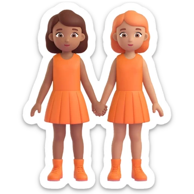 Slightly increase the volume of the upper body of the girl, separate the girl and the boy from each other, and make the skin color the same for both characters. Maintain the cartoonish 3D style. sticker