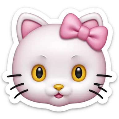hello kitty, no mouth, yellow nose, black beady eyes, a pink bow on her right ear, it has to look accurate to hello kitty, just her head, no body sticker
