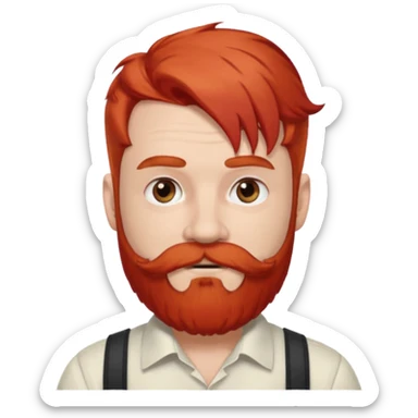 very white bearded and white mustached, red haired, wearing ear accessories sticker