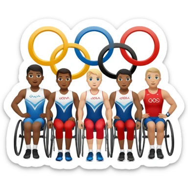 paralympic games avec des athletes disable avec les anneaux sticker