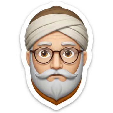 A kashmiri  criminal daku whose white face is somewhat triangular and  wears specs and has brown golden eyes with sticker