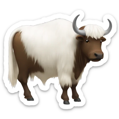 Yak with flowing white fur and a saddle carryin supplies sticker