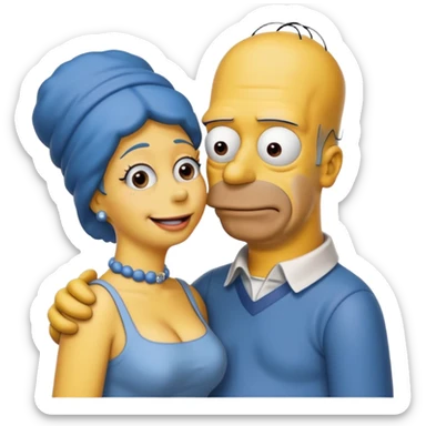 Homer Simpson and Marge kissing emoji sticker