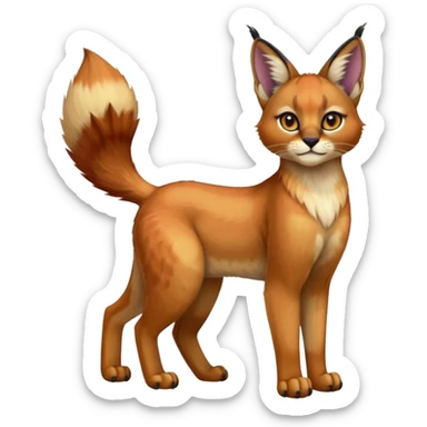 Colorful tropical exotic cute cool beautiful shiny beautiful fantasy-caracal-Cacomistle-Trico-oncilla-animal-Fakémon-hybrid-fursona (full body) sticker