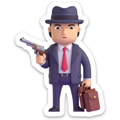 mafia gangster with tommy gun sticker